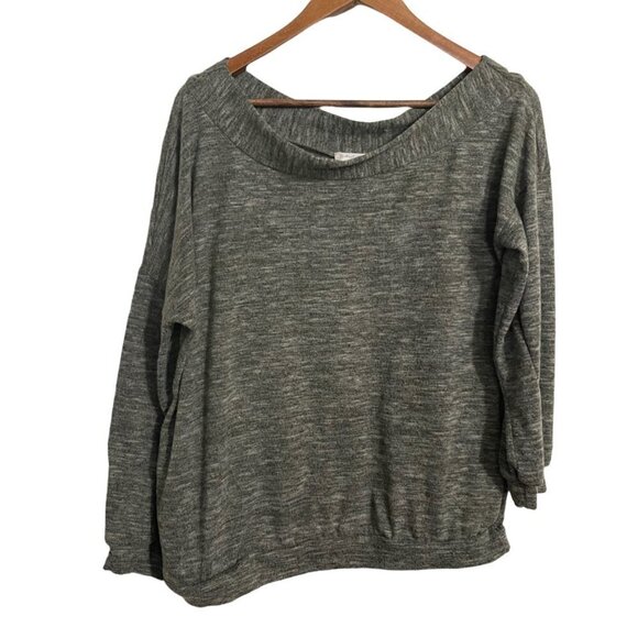 Altar'd State Womens Space Dye Green Asymmetrical Off Shoulder Sweatshirt Small - Picture 1 of 6